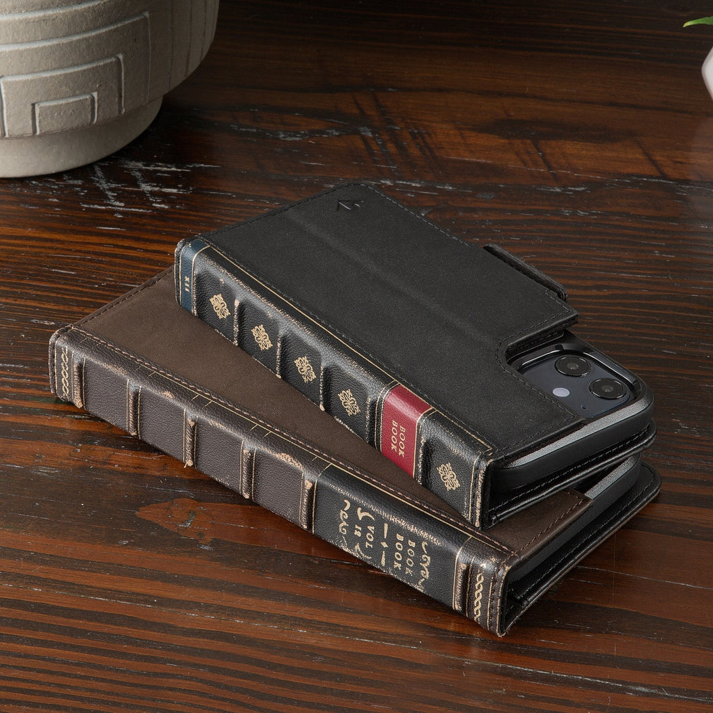 Twelve South BookBook Leather Wallet MagSafe Case For iPhone 13 Pro - Black - Mac Addict