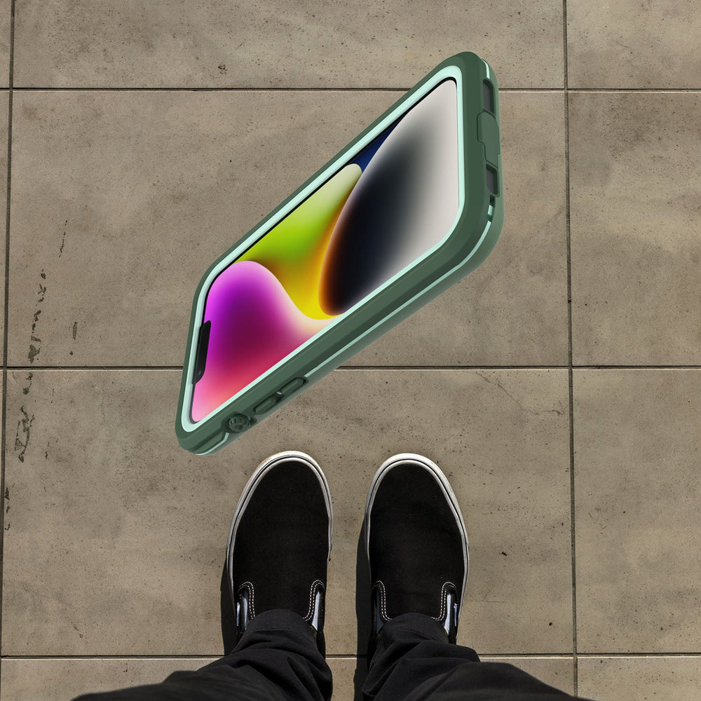 otterbox fre case for iphone 14 plus green side profile