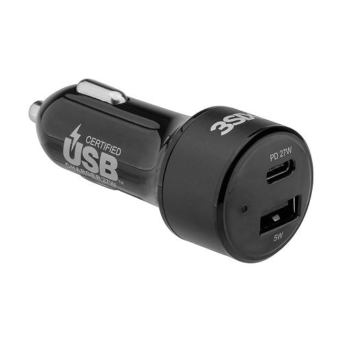 3SIXT Car Charger 27W USB-C Power Delivery + USB-C/C Cable 1m - Black 4