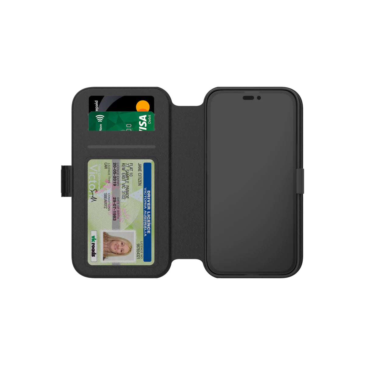 3SIXT Neo Wallet Case for iPhone 14 Plus / 15 Plus 6.7 inch - Black