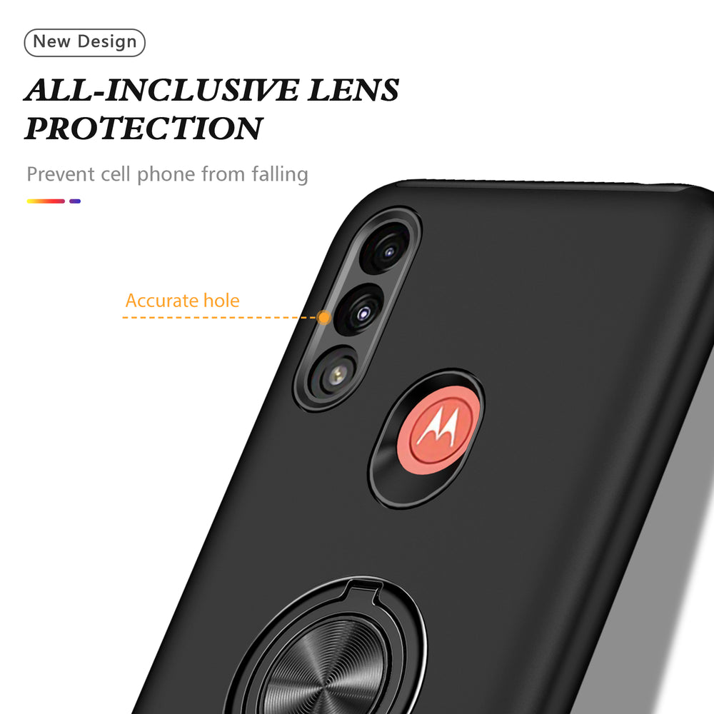 Rugged & Protective Armor Case Moto E7 Power 2021 & Ring Holder - Black 4