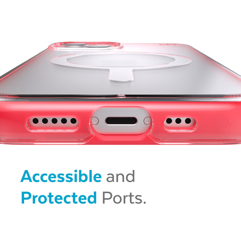 Speck Presidio Perfect Clear Impact Geometry & MagSafe Case iPhone 13 6.1 Red