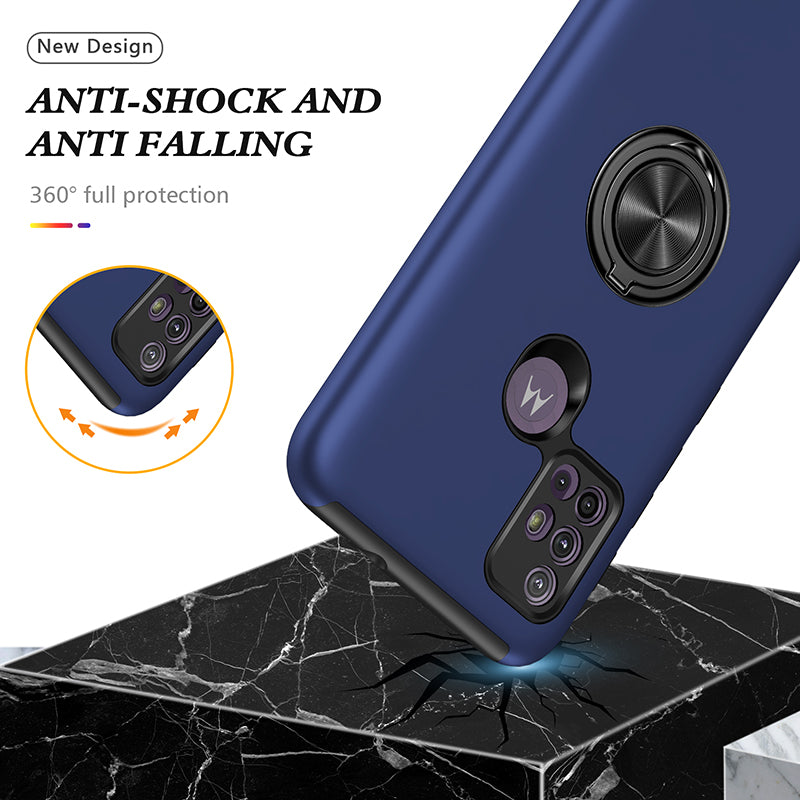 Rugged & Protective Armor Case Moto G10 / G30 & Ring Holder - Blue