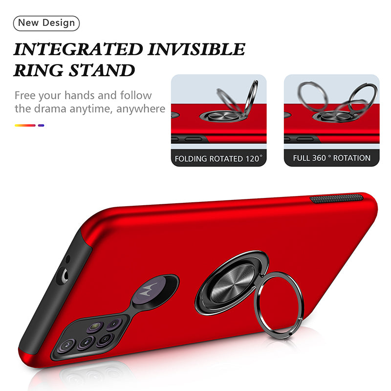 Rugged & Protective Armor Case Moto G10 / G30 & Ring Holder - Red