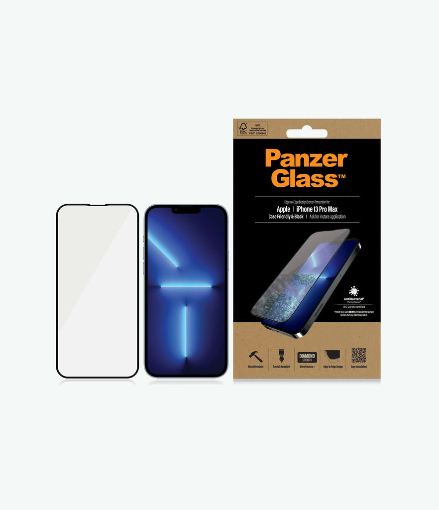 PanzerGlass Screen Guard iPhone 13 Pro Max 6.7 Case Friendly Black Frame
