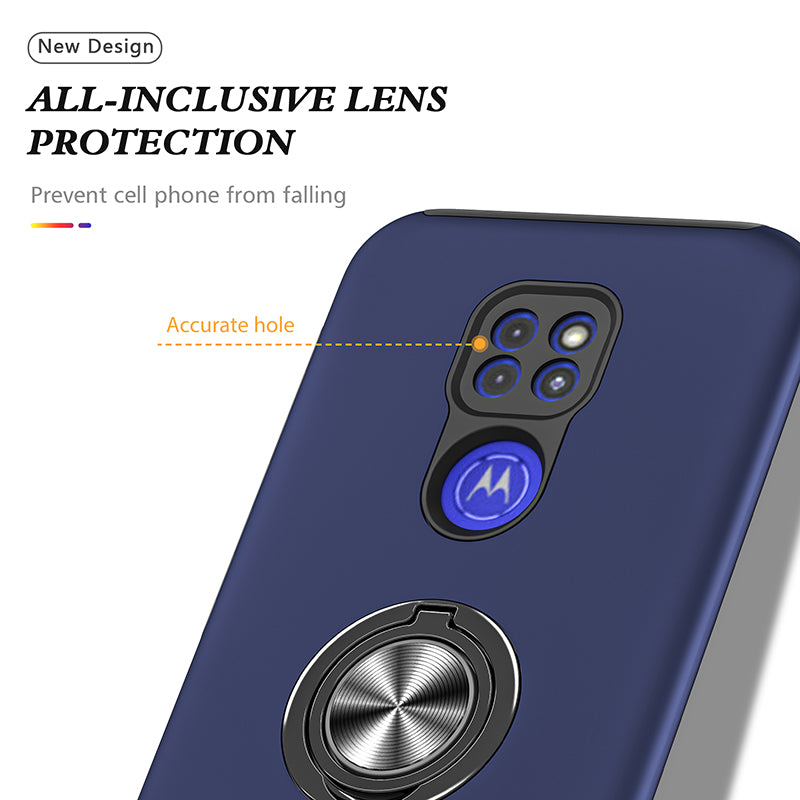 Rugged & Protective Armor Case Moto G9 Play & Ring Holder - Blue