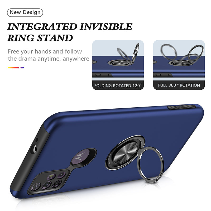 Rugged & Protective Armor Case Moto G10 / G30 & Ring Holder - Blue