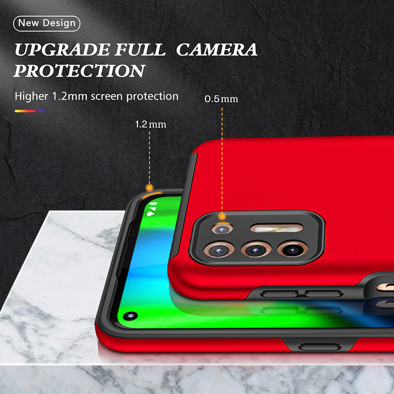 Rugged & Protective Armor Case Moto G9 Plus & Ring Holder - Red