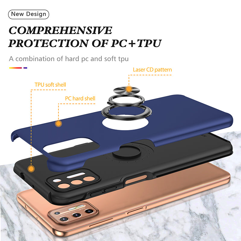Rugged & Protective Armor Case Moto G9 Plus & Ring Holder - Blue