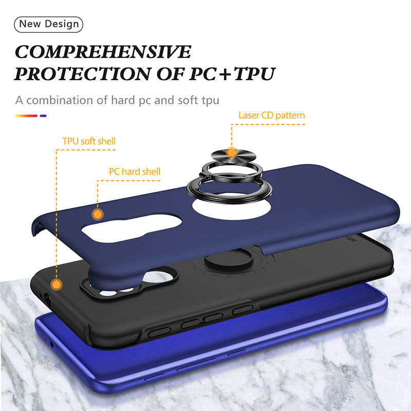 Rugged & Protective Armor Case Moto G9 Play & Ring Holder - Blue