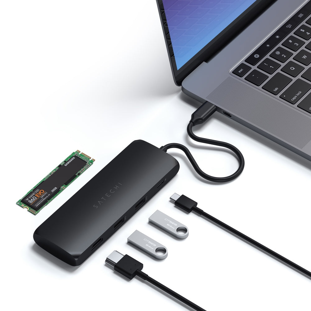 Satechi USB-C Hybrid Multiport Adapter with SSD Enclosure (Black)
