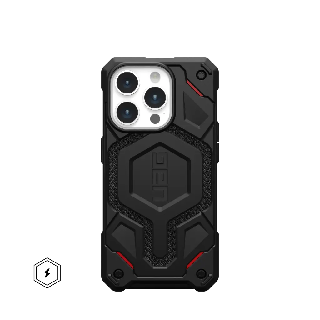 UAG Monarch Pro with ACTION BUTTON MagSafe Case iPhone 15 Pro Max 6.7 Kevlar Black