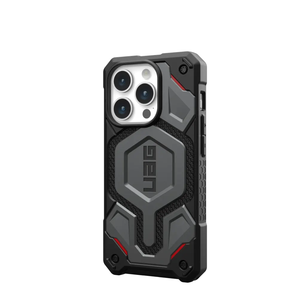 UAG Monarch Pro Rugged MagSafe Case iPhone 15 Pro Max 6.7 Kevlar Silver