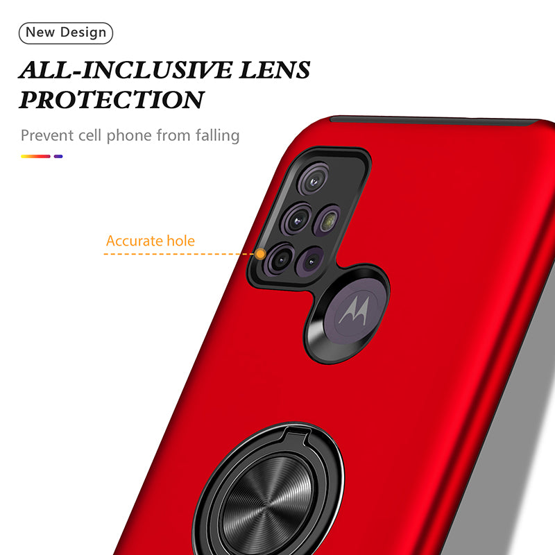 Rugged & Protective Armor Case Moto G10 / G30 & Ring Holder - Red