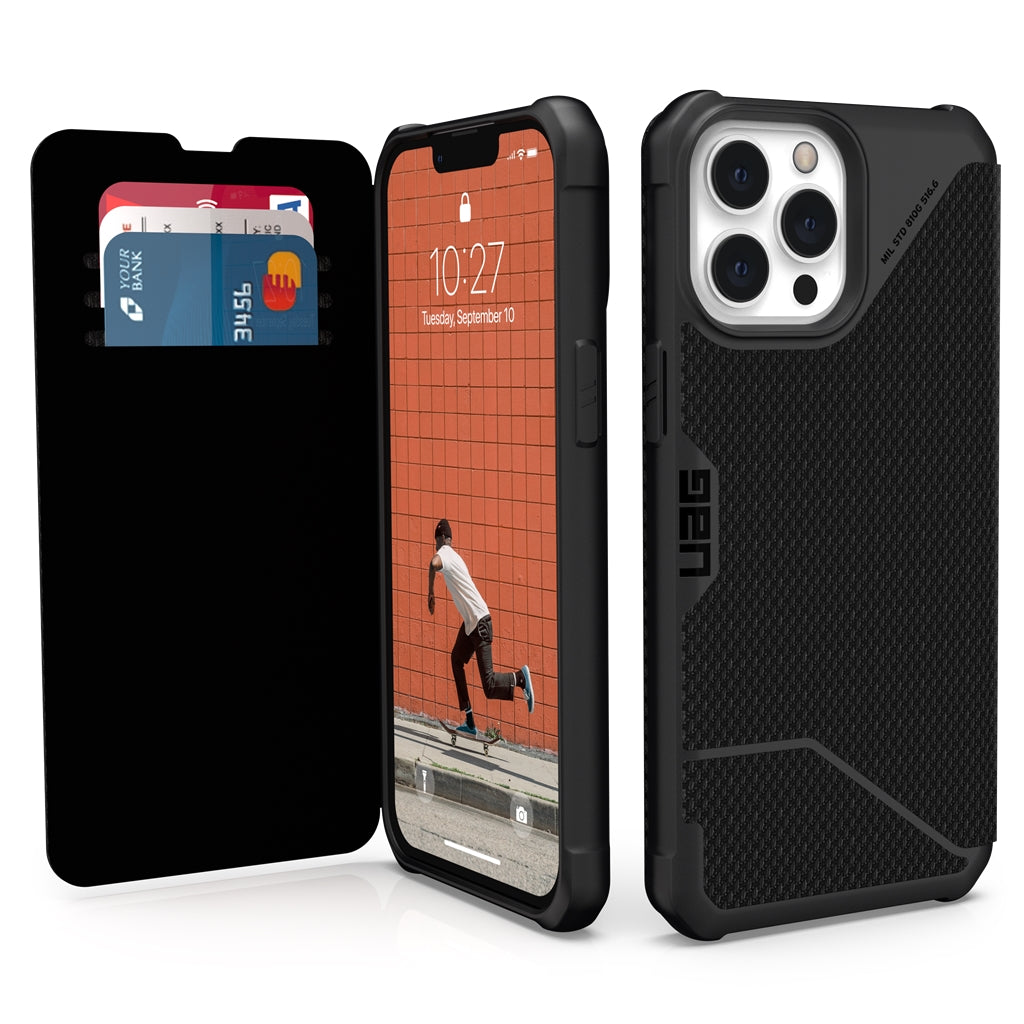 UAG Metropolis Folio Rugged Case iPhone 13 Pro Kevlar Black with FREE SCREEN GUARD