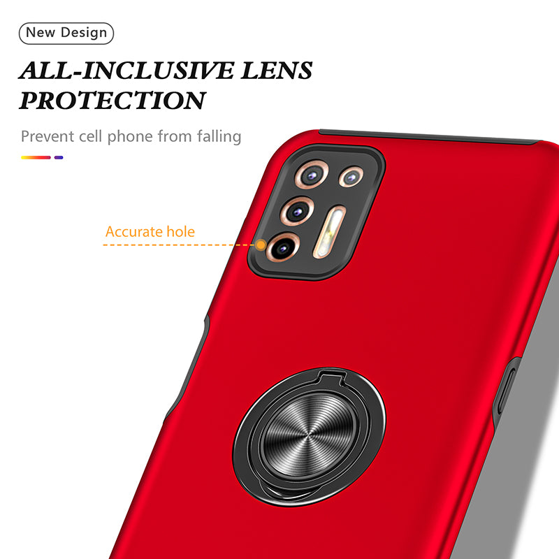 Rugged & Protective Armor Case Moto G9 Plus & Ring Holder - Red