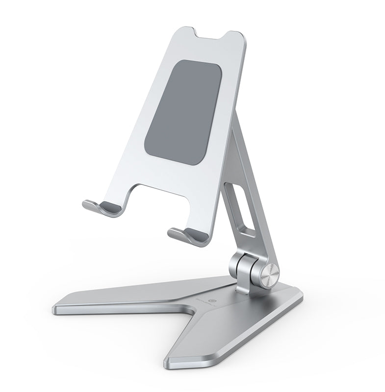 Aluminium Foldable Mobile & Tablet Stand Strong & Light weight - (Medium size) Silver 1