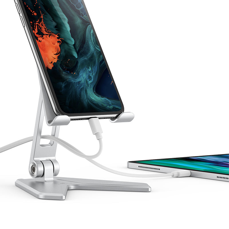 Aluminium Foldable Mobile & Tablet Stand Strong & Light weight - (Medium size) Silver 5