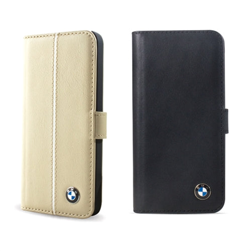 BMW Genuine Leather Wallet Case for Apple iPhone 5 - Cream 2