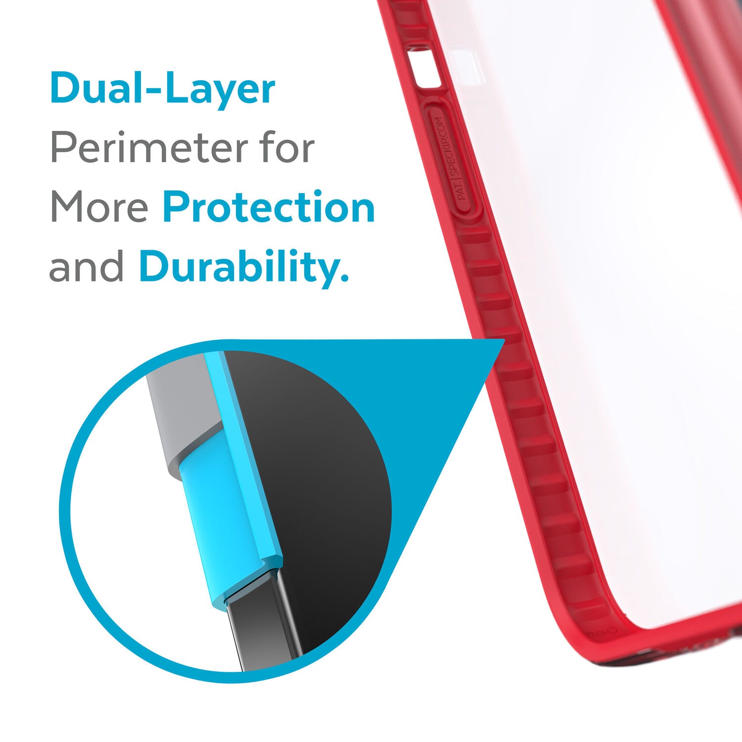 Speck Presidio Perfect Clear Impact Geometry Case iPhone 13 Pro Max 6.7 Red