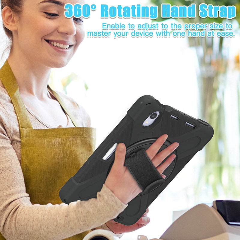 Rugged Protective Case Screen Guard, Hand & Shoulder Strap iPad Mini 6 / 7 - Black