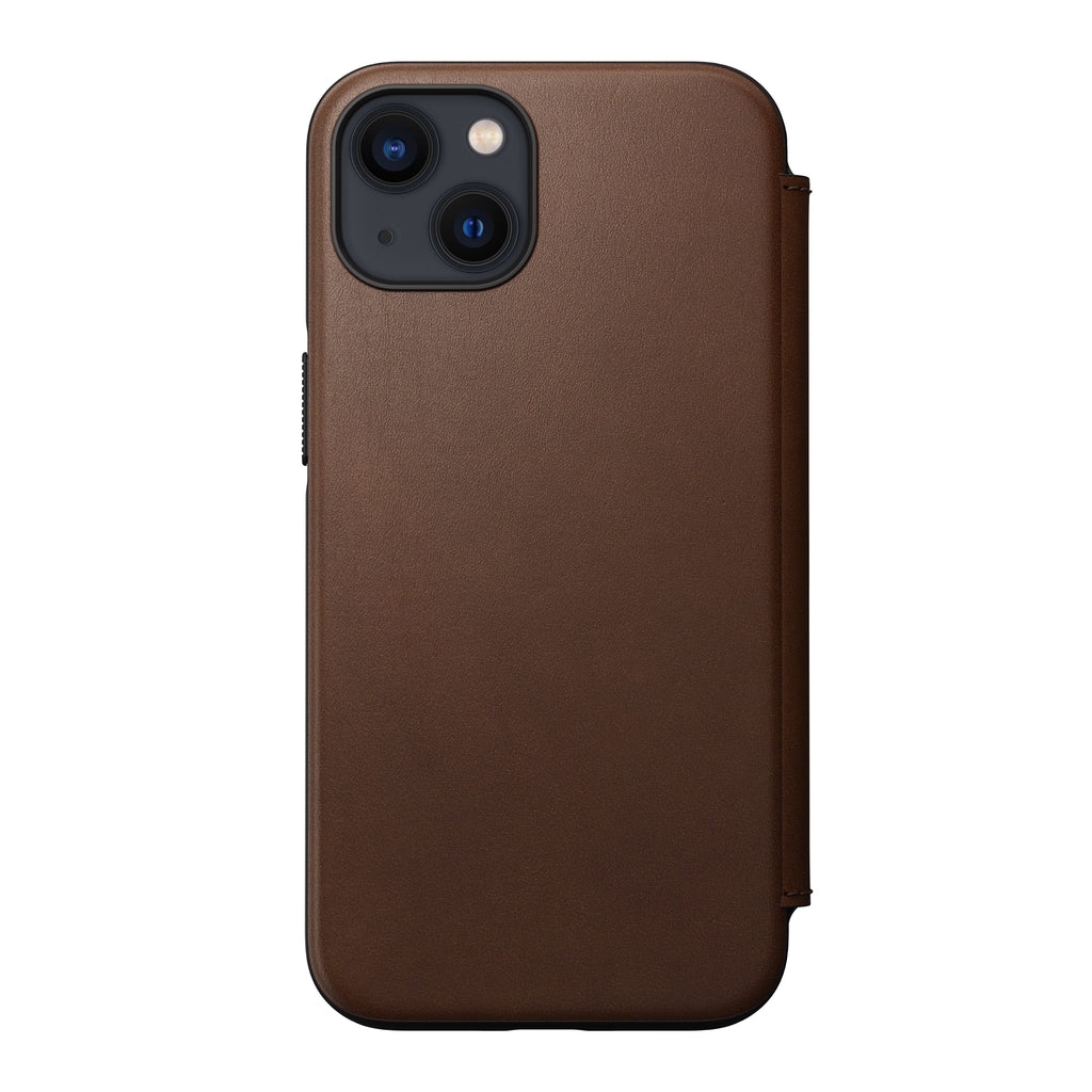Nomad Modern Leather Folio w/ MagSafe For iPhone 13 - RUSTIC BROWN - Mac Addict
