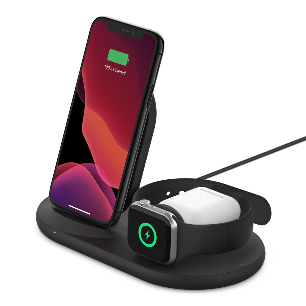 Belkin Boost Charge 3 in 1  Wireless Charging Dock for iPhone + Apple Watch + Airpods - Black