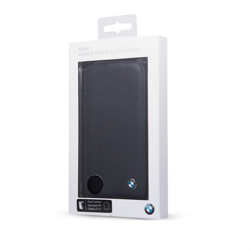 BMW Genuine Leather Flip Case for Samsung Galaxy S4 - Black 2