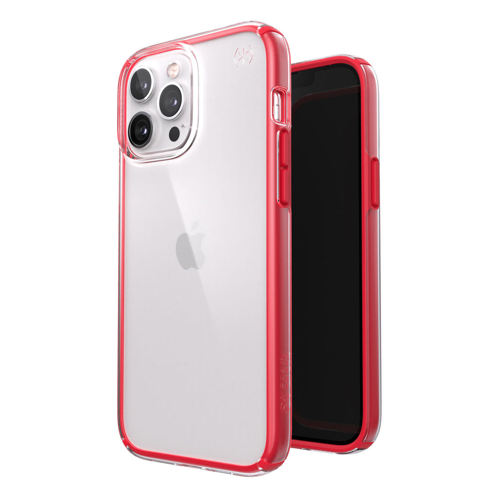 Speck Presidio Perfect Clear Impact Geometry Case iPhone 13 Pro 6.1 Red