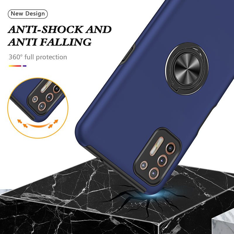 Rugged & Protective Armor Case Moto G9 Plus & Ring Holder - Blue