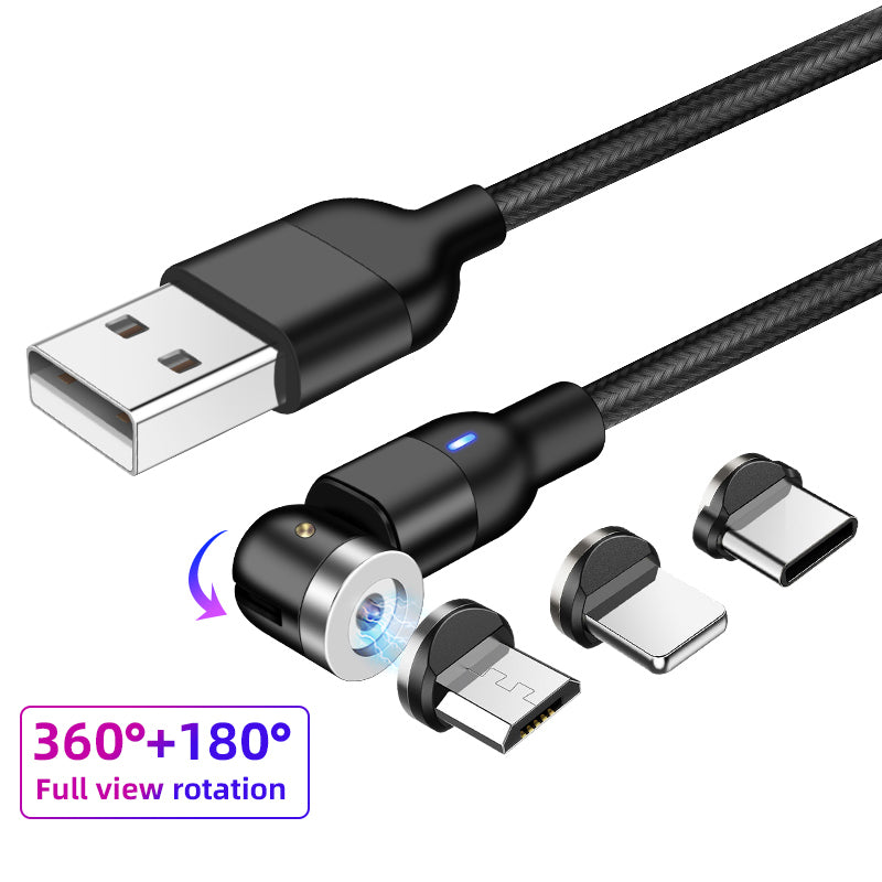 Multi Connectors Magnetic Charge & Data 1M 3A Braided Cable USB C / Micro USB / Lightning 7