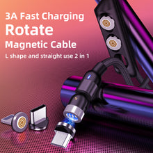 Load image into Gallery viewer, Multi Connectors Magnetic Charge &amp; Data 1M 3A Braided Cable USB C / Micro USB / Lightning 5