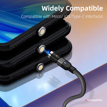 Load image into Gallery viewer, Multi Connectors Magnetic Charge &amp; Data 1M 3A Braided Cable USB C / Micro USB / Lightning6