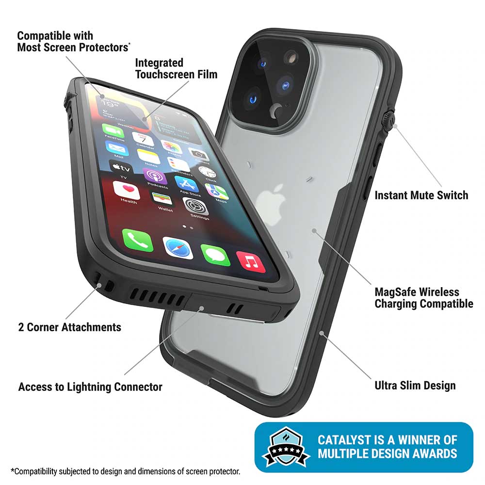 Catalyst Total Protection Waterproof Case iPhone 13 Pro 6.1 inch - Clear Black