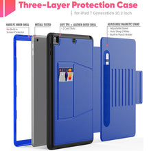 Load image into Gallery viewer, Folio Rugged Synthetic Leather Case iPad 9th &amp; 8th &amp; 7th Mag Latch &amp; Kickstand - Blue