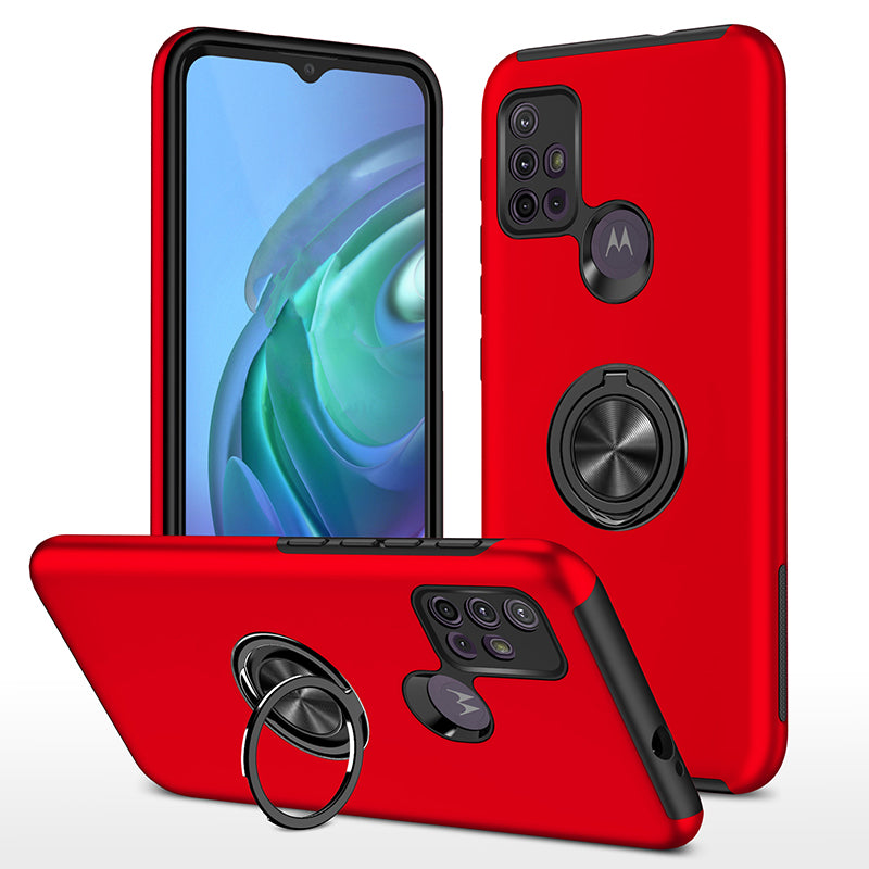 Rugged & Protective Armor Case Moto G10 / G30 & Ring Holder - Red