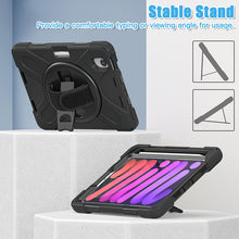 Load image into Gallery viewer, Rugged Protective Case Screen Guard, Hand &amp; Shoulder Strap iPad Mini 6 - Black
