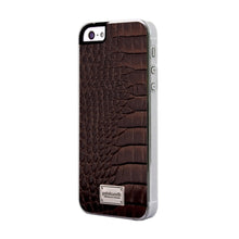 Load image into Gallery viewer, Patchworks Leather Snap Back Case iPhone 5 / 5S Croco Style - Dark Brown 1