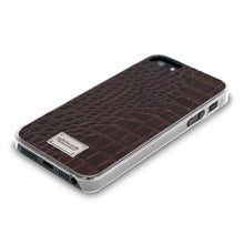 Load image into Gallery viewer, Patchworks Leather Snap Back Case iPhone 5 / 5S Croco Style - Dark Brown 2