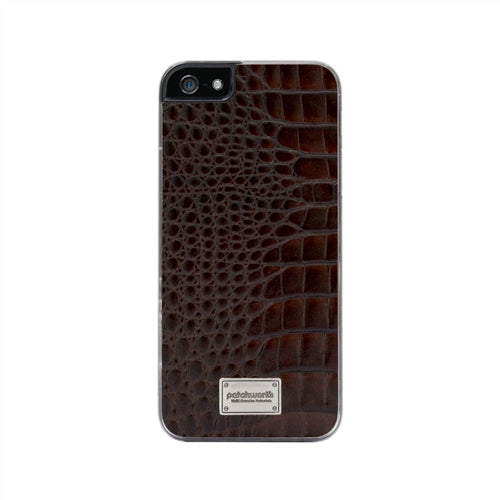 Patchworks Leather Snap Back Case iPhone 5 / 5S Croco Style - Dark Brown 4