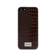 Load image into Gallery viewer, Patchworks Leather Snap Back Case iPhone 5 / 5S Croco Style - Dark Brown 4