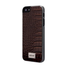 Load image into Gallery viewer, Patchworks Leather Snap Back Case iPhone 5 / 5S Croco Style - Dark Brown 3
