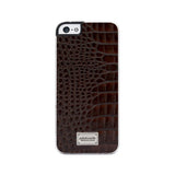 Patchworks Leather Snap Back Case iPhone 5 / 5S / SE 1st Gen Croco Style - Dark Brown