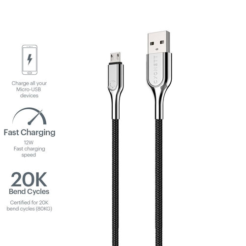 Cygnett Armoured Micro USB to USB-A Cable - Black 1m3