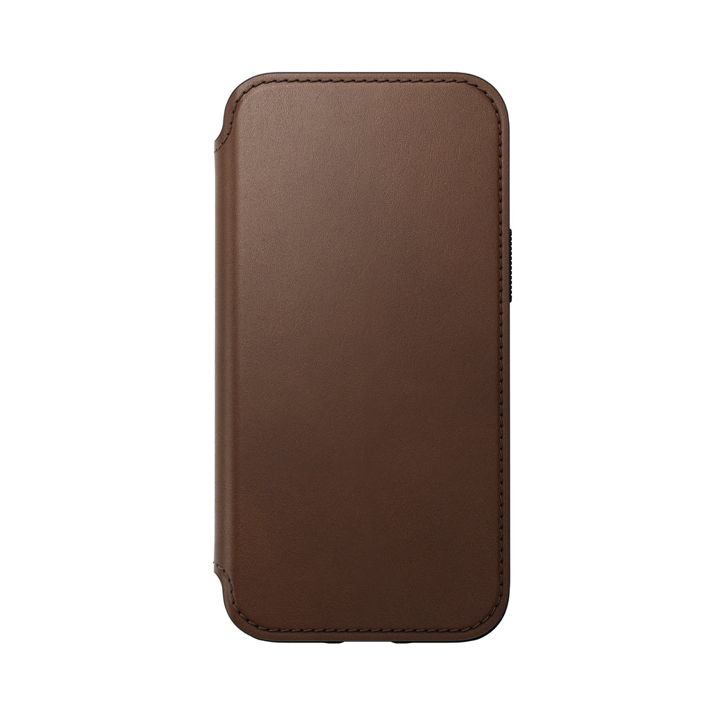 Nomad Modern Leather Folio w/ MagSafe For iPhone 13 mini - RUSTIC BROWN - Mac Addict