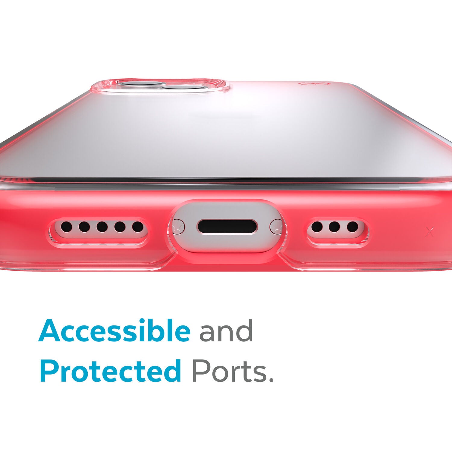 Speck Presidio Perfect Clear Impact Geometry Case iPhone 13 Pro Max 6.7 Red