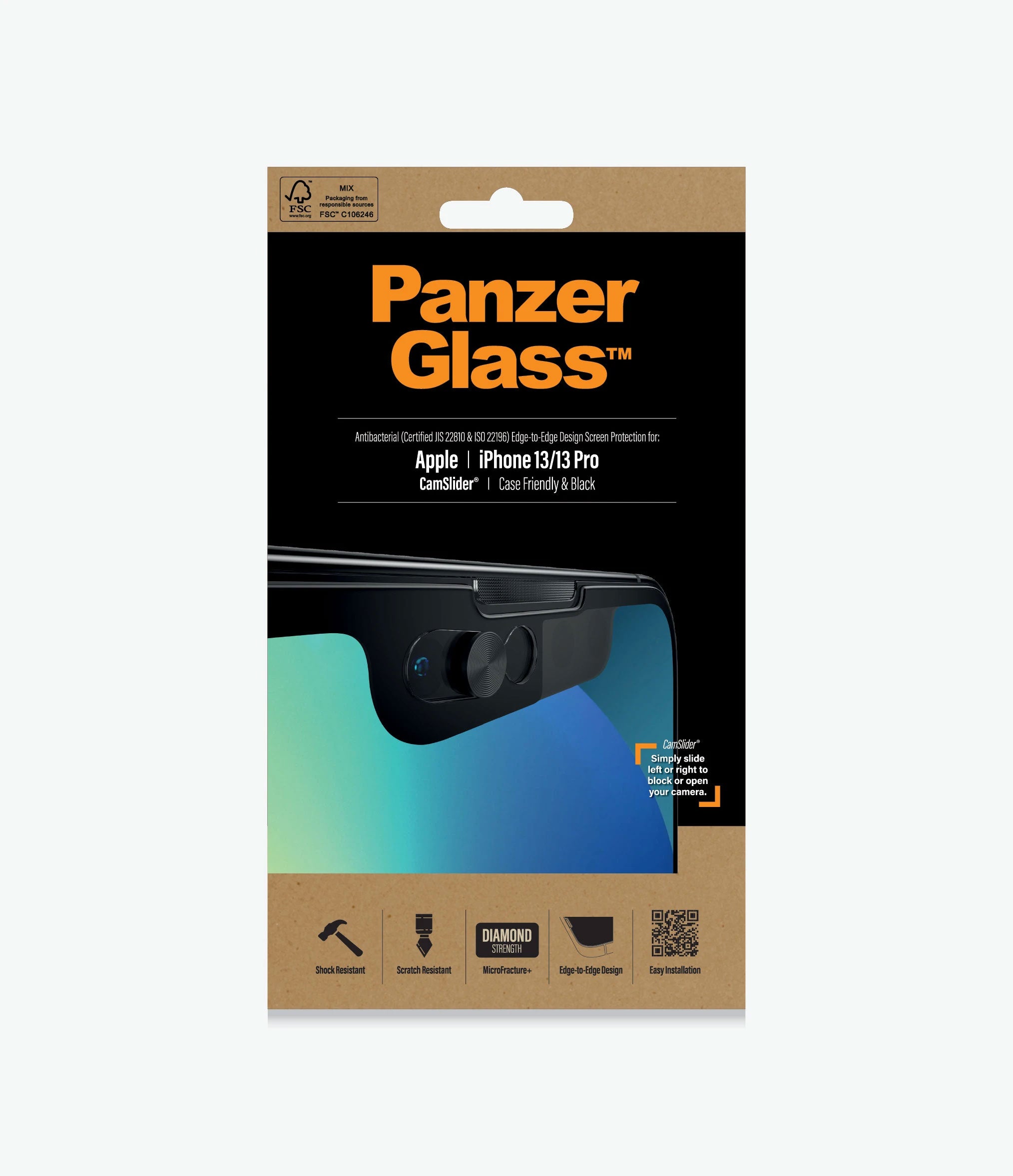 PanzerGlass Screen Guard iPhone 13 / 13 Pro 6.1 Cam Slider Black Frame