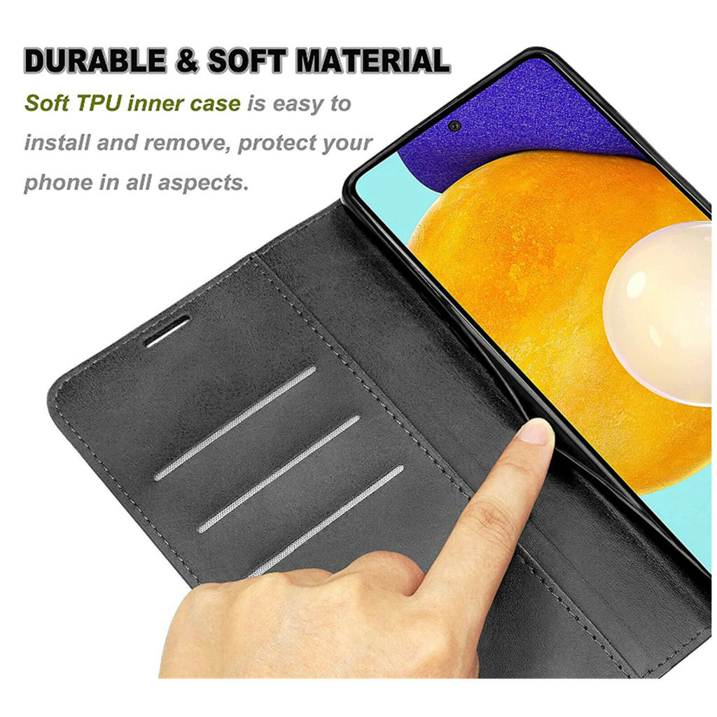 Synthetic Wallet Folio Case for Samsung A32 5G - Black
