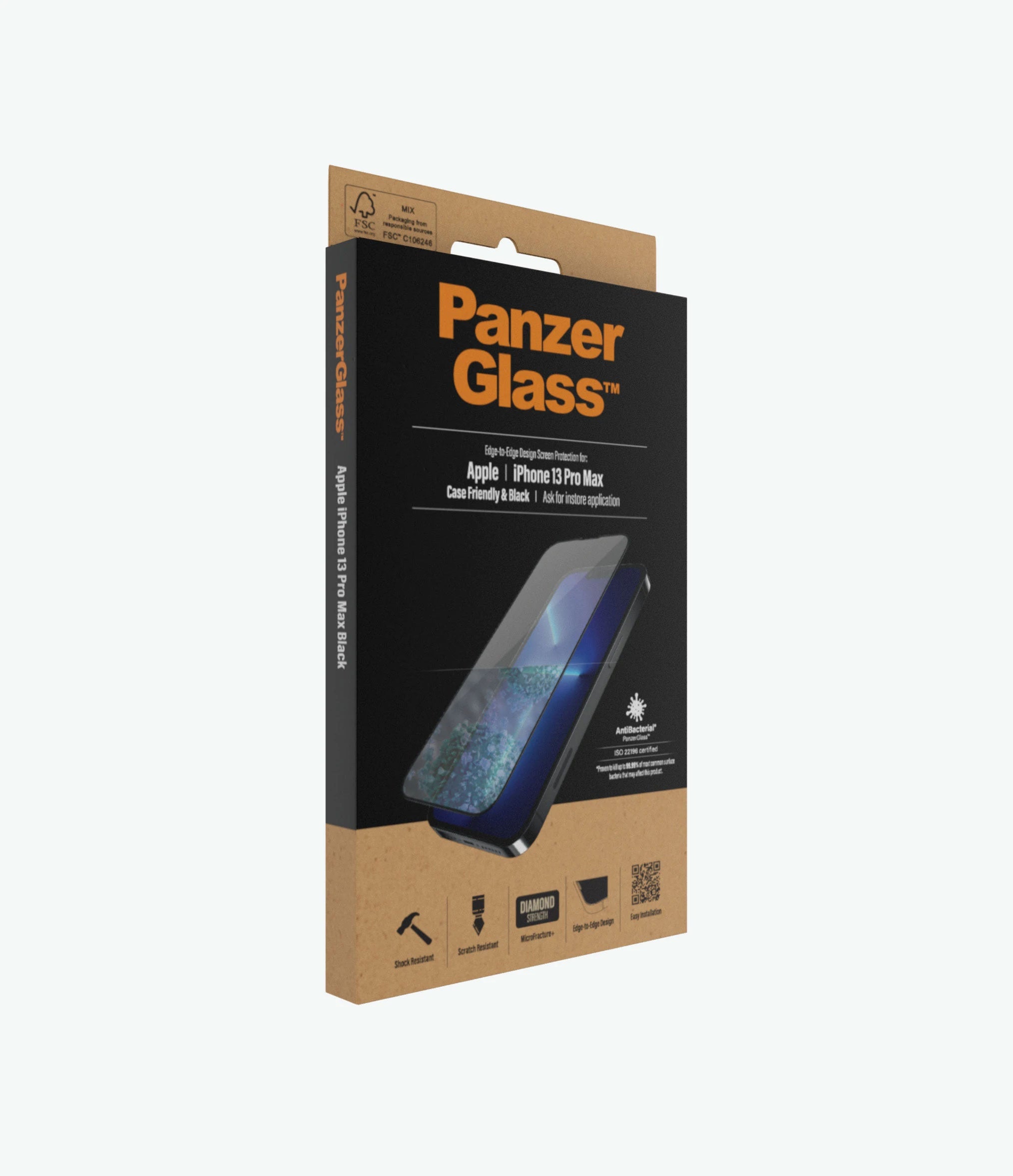 PanzerGlass Screen Guard iPhone 13 Pro Max 6.7 Case Friendly Black Frame