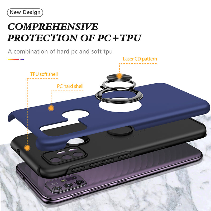 Rugged & Protective Armor Case Moto G10 / G30 & Ring Holder - Blue